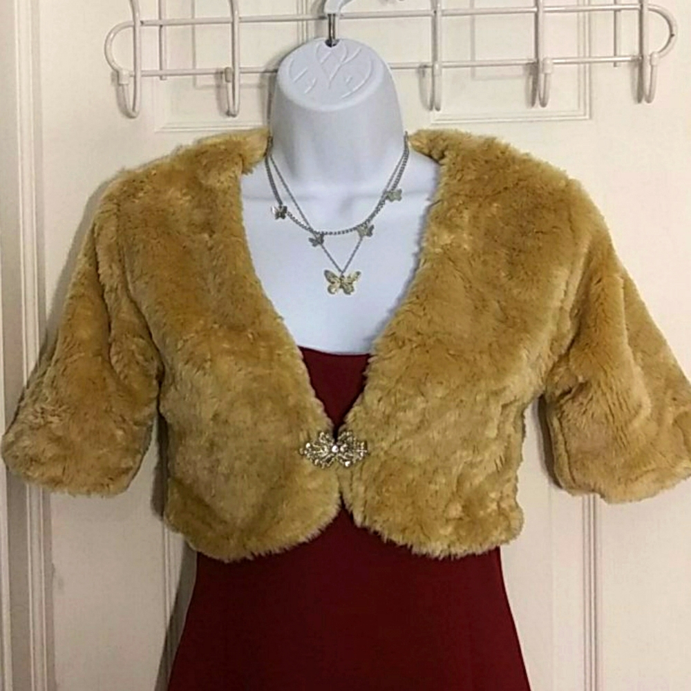 Faux fur evening jacket